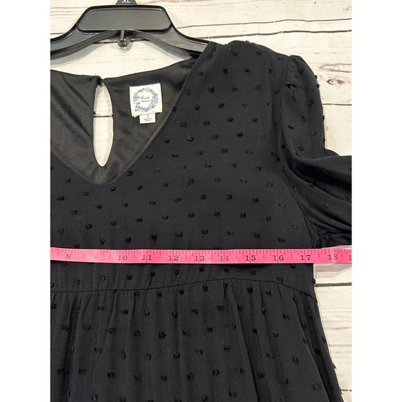 Blue Rain Black Swiss Dot Swing Mini Dress Oversized Boho - Picture 5 of 6